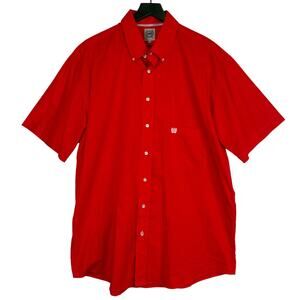 Cinch Button Down Western Shirt Bright Red Short Sleeve Mens - L